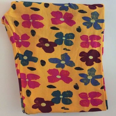 NWT LuLaRoe OS GOLDEN YELLOW Leggings with Medium Florals UNICORN